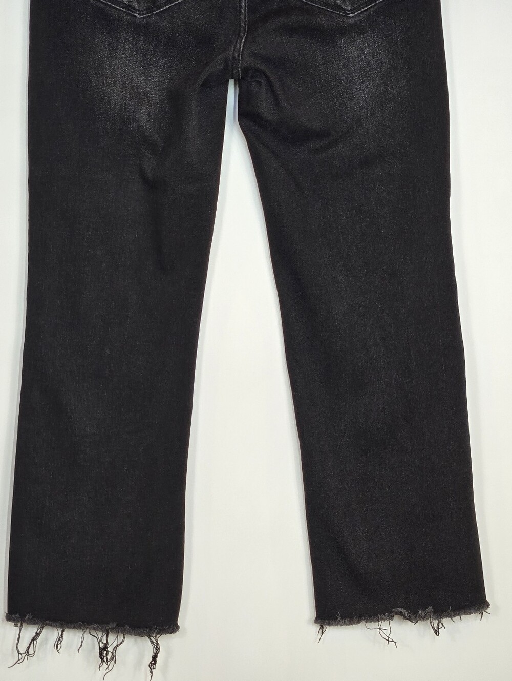 Risen Jeans Mid-Rise Straight Crop Raw Edge Jeans Black Stretch Denim 29 9 - Picture 8 of 10